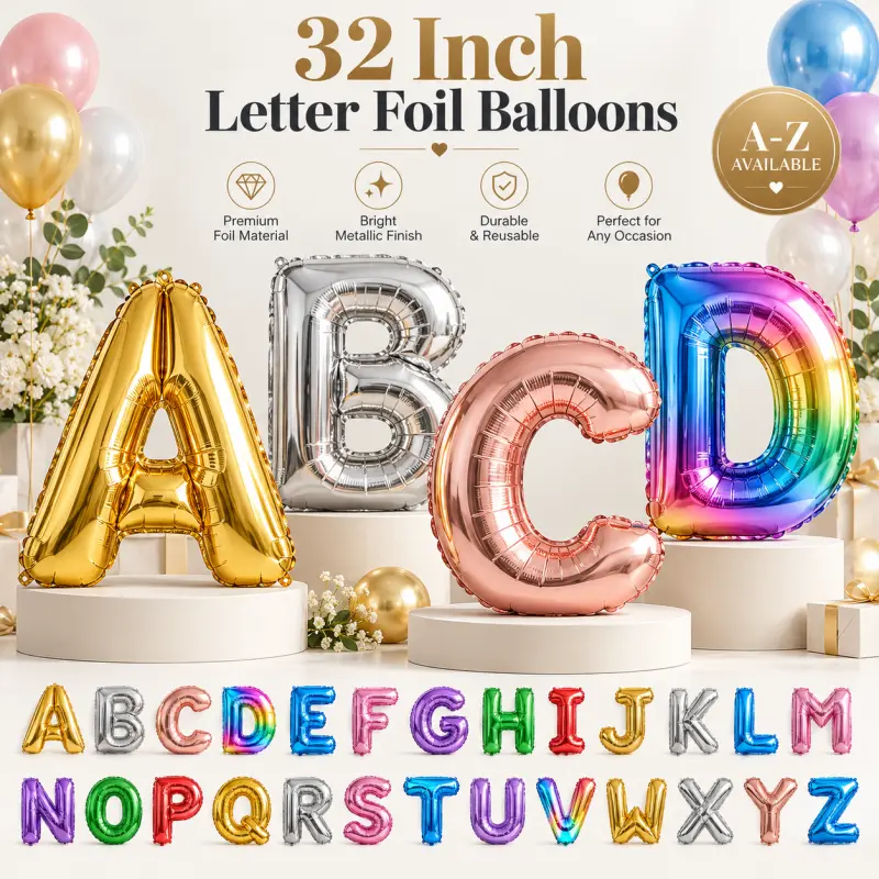 32 дюймдік әріпті фольга шарлары