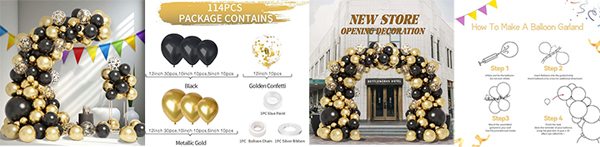 Black and gold Balloon Arch kits